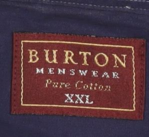 Burton Mens Blue 2XL Cotton Long Sleeve Dress Shirt