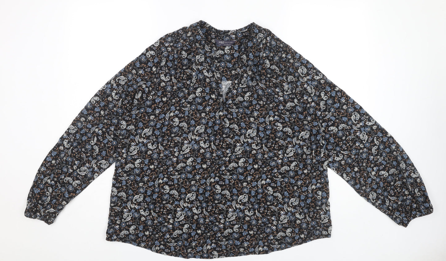 Marks and Spencer Women's Blue Paisley Blouse Size 14