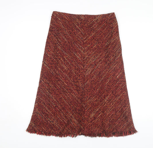 Marks and Spencer Women's Red Midi Skirt, Size 10, Herringbone