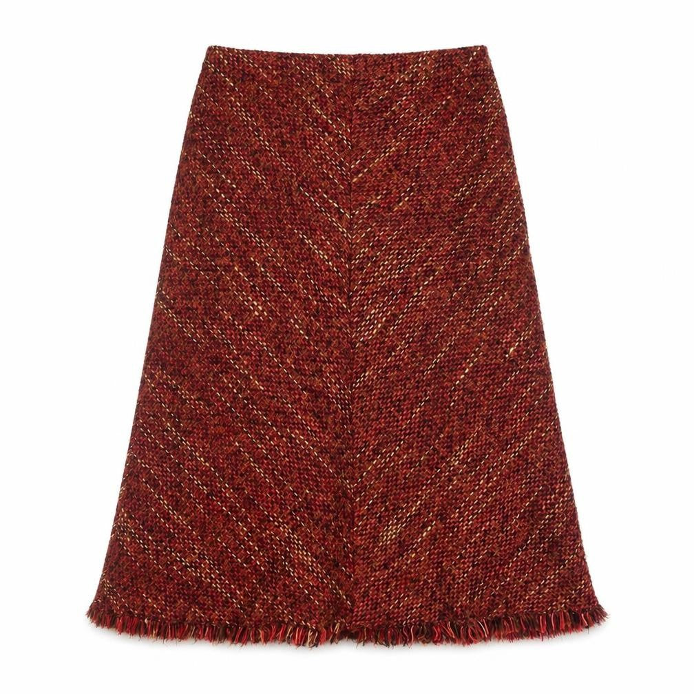 Marks and Spencer Women's Red Midi Skirt, Size 10, Herringbone