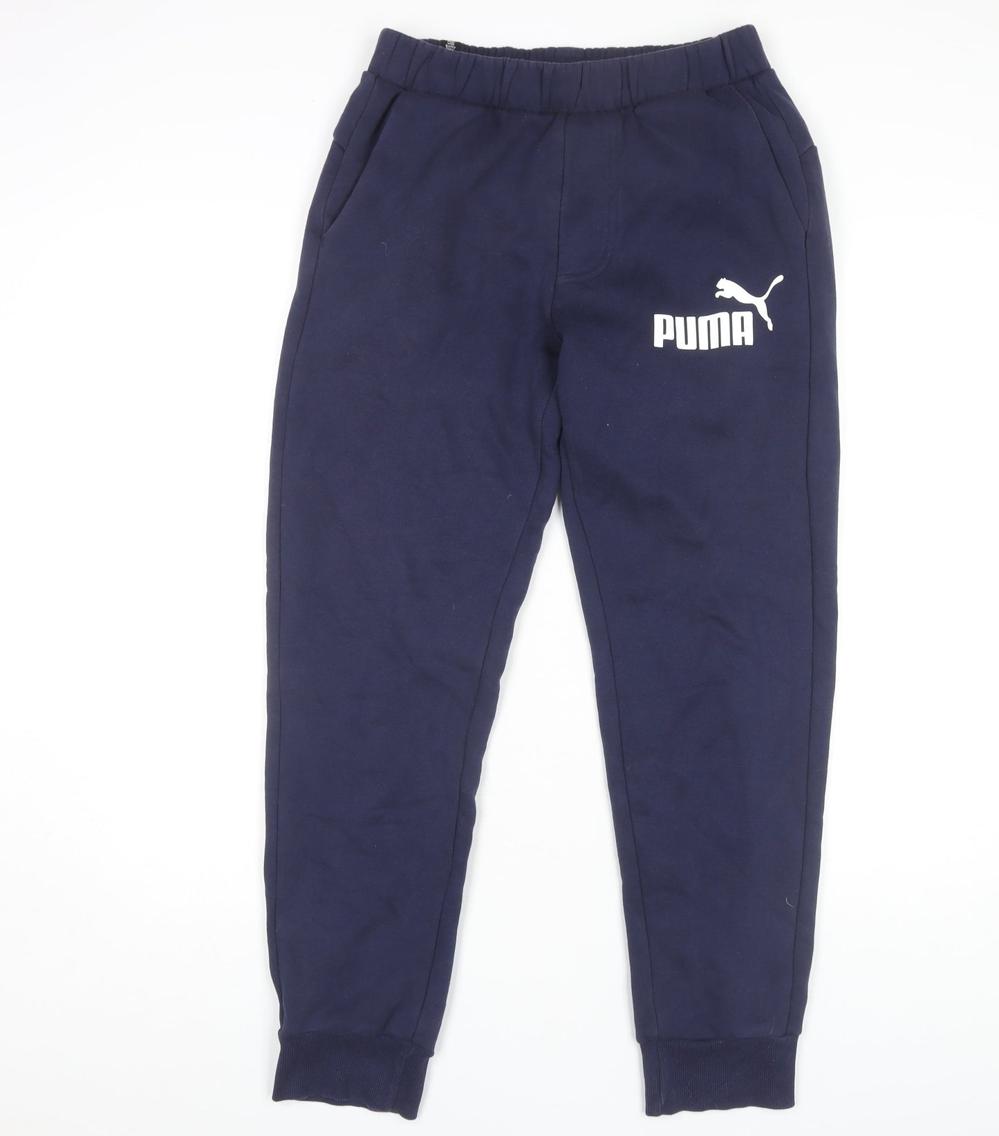 Puma Men's Blue Joggers, Size S, Cotton Blend