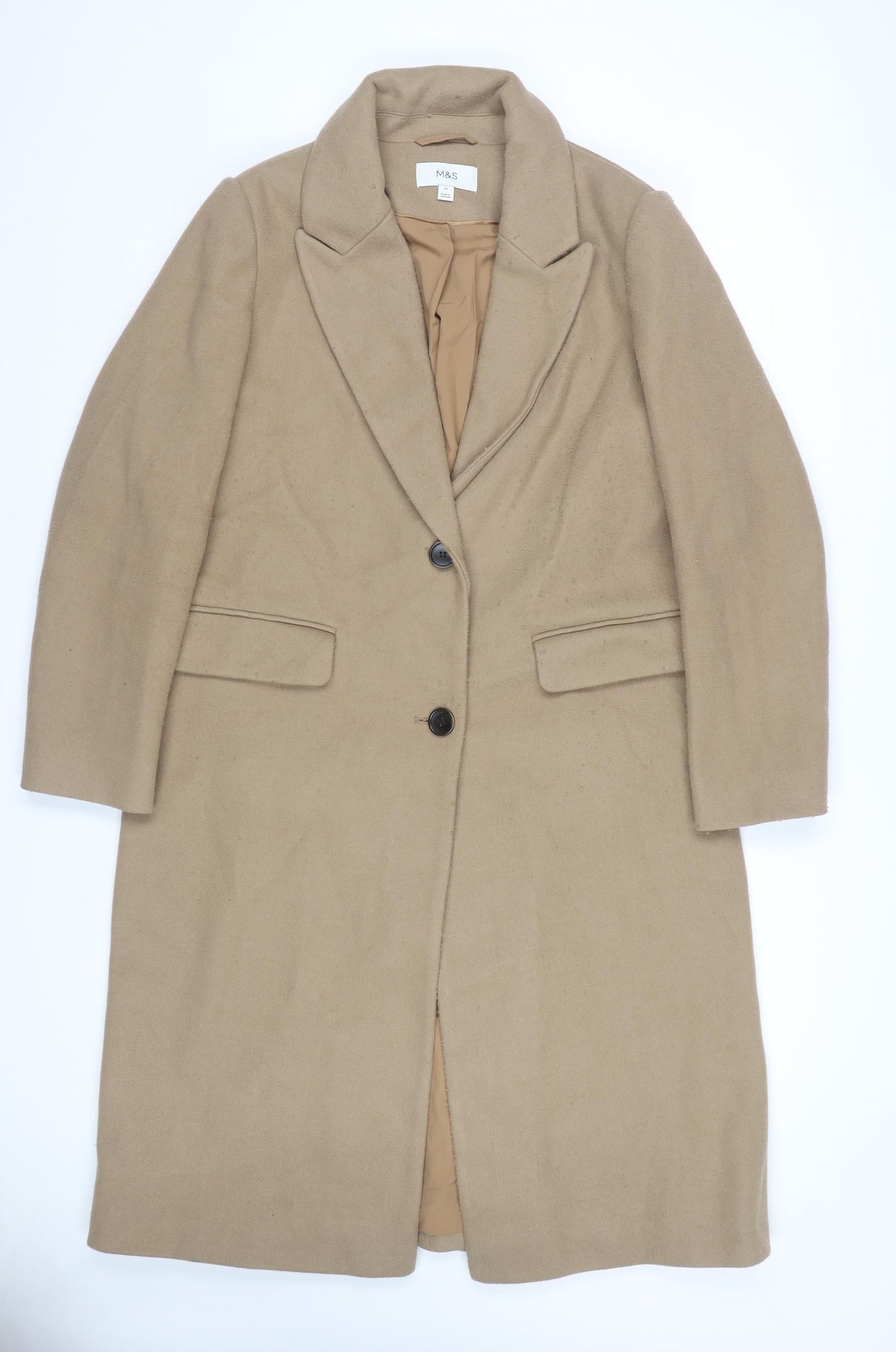 Marks and Spencer Women's Beige Long Overcoat