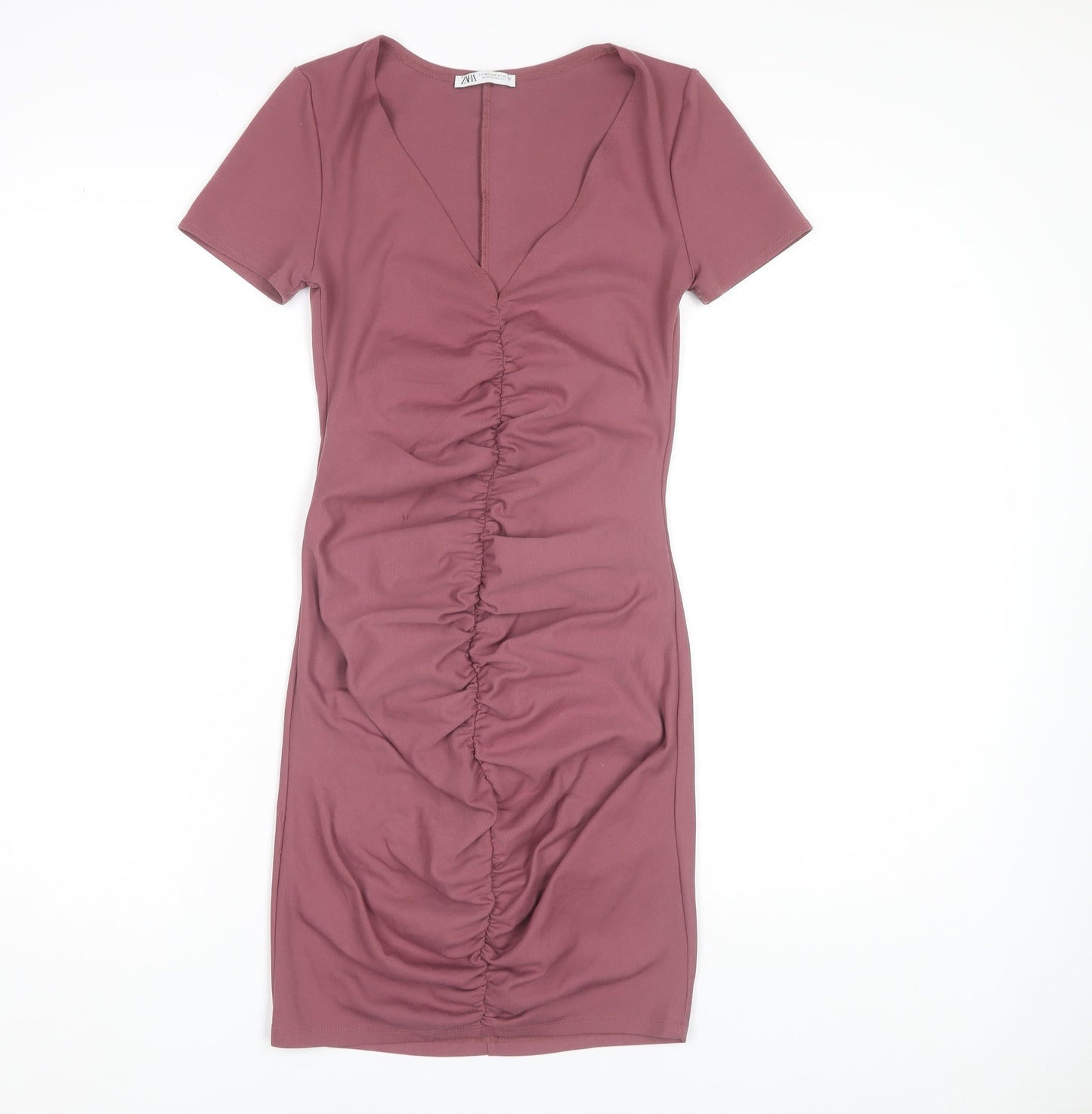 Zara Women's Pink Bodycon Dress Size M