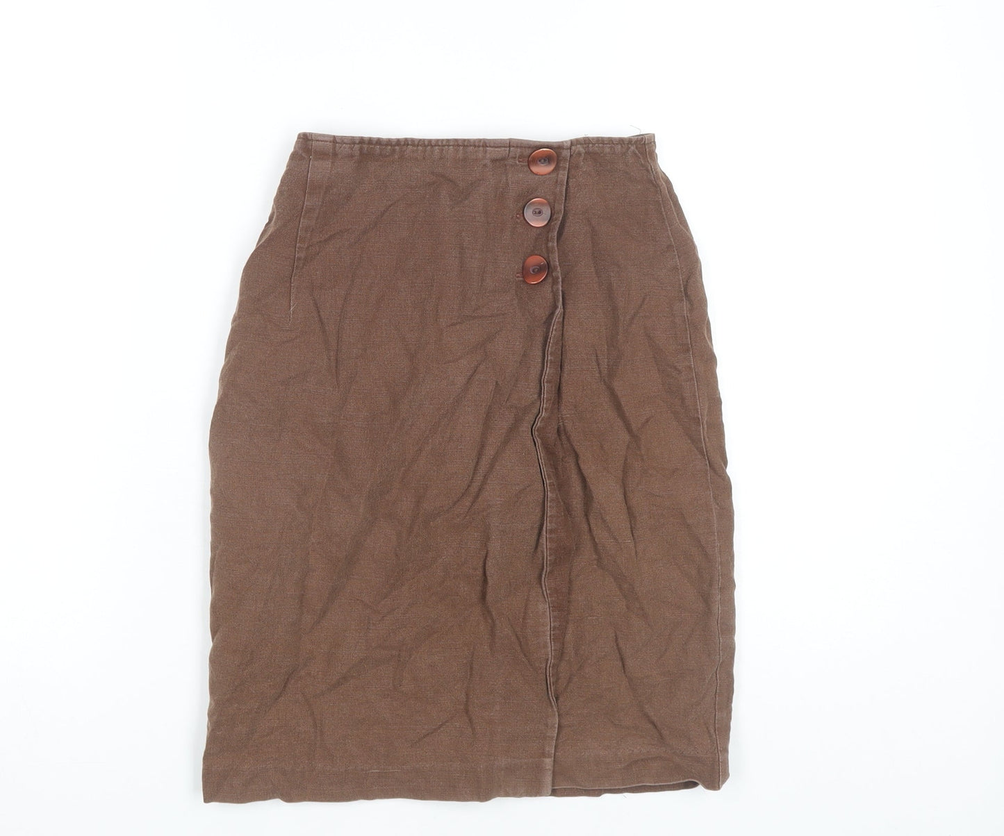 Marks and Spencer Women's Brown Linen Pencil Skirt Size 8