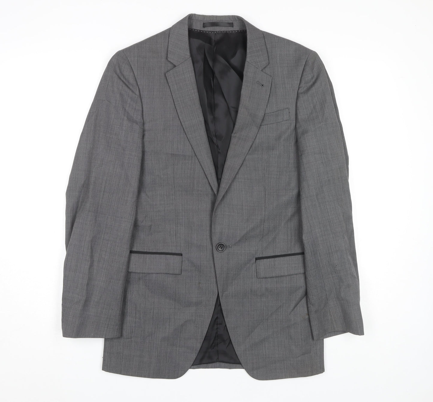 Topman Men's Grey Blazer, Size 34, Single-Breasted