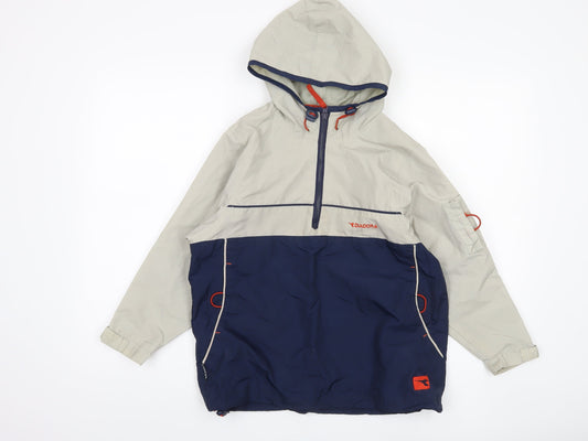 Diadora Boys Beige Blue Anorak Jacket 8-9 Years Hooded