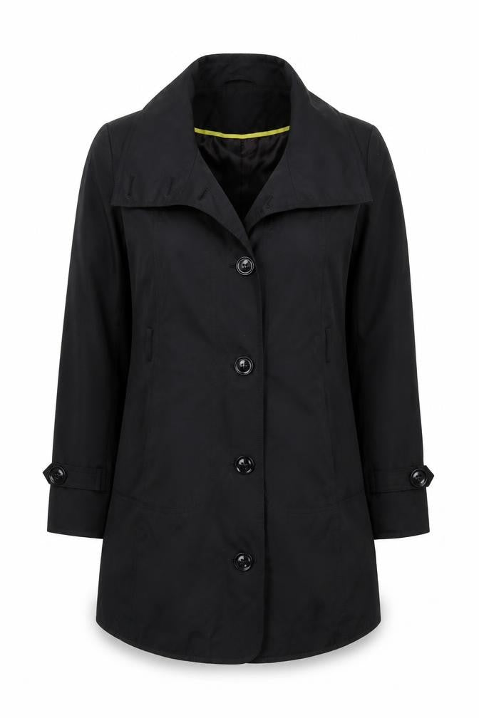 Front view of Gallery Women's Black Cotton Blend Mid Coat L