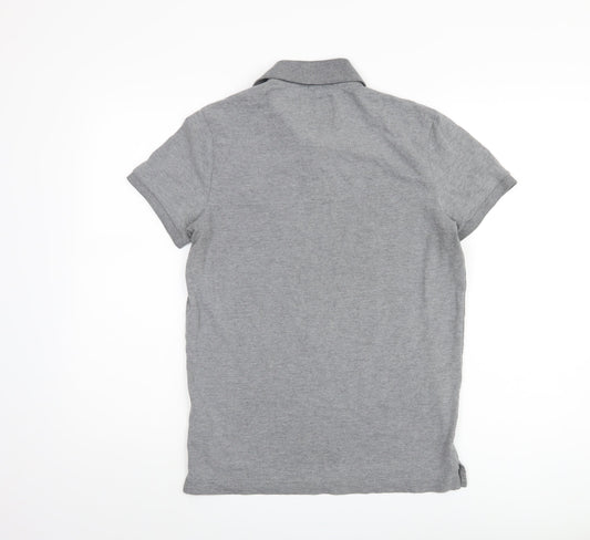 Hollister Men's Grey Polo Shirt S Short Sleeve