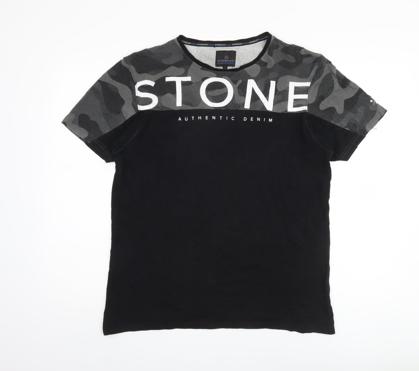Stonecast Men's Black Camouflage T-Shirt Size L