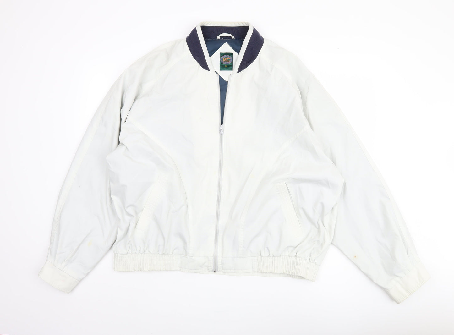 Mens Casuals White XL Bomber Jacket, Zipped Pockets