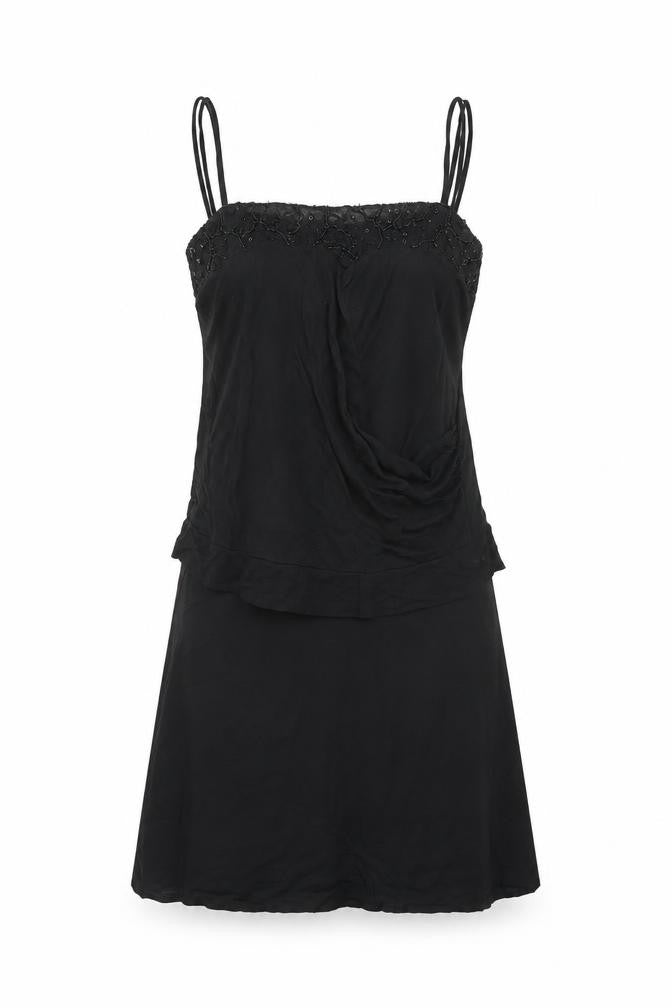 Front view of Kookai Women's Black Beaded Dress, size 4