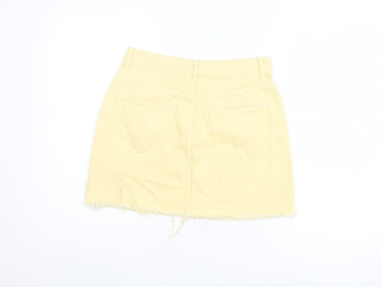 Topshop Women's Yellow Mini Denim Skirt, Size 10