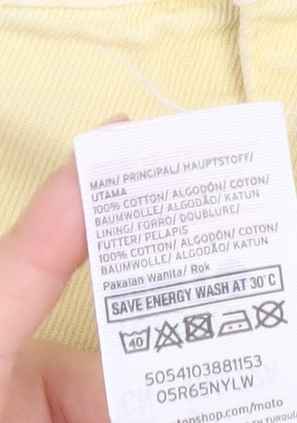 Topshop Women's Yellow Mini Denim Skirt, Size 10