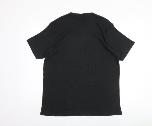 DKNY Men's Black V-Neck T-Shirt 2XL Cotton