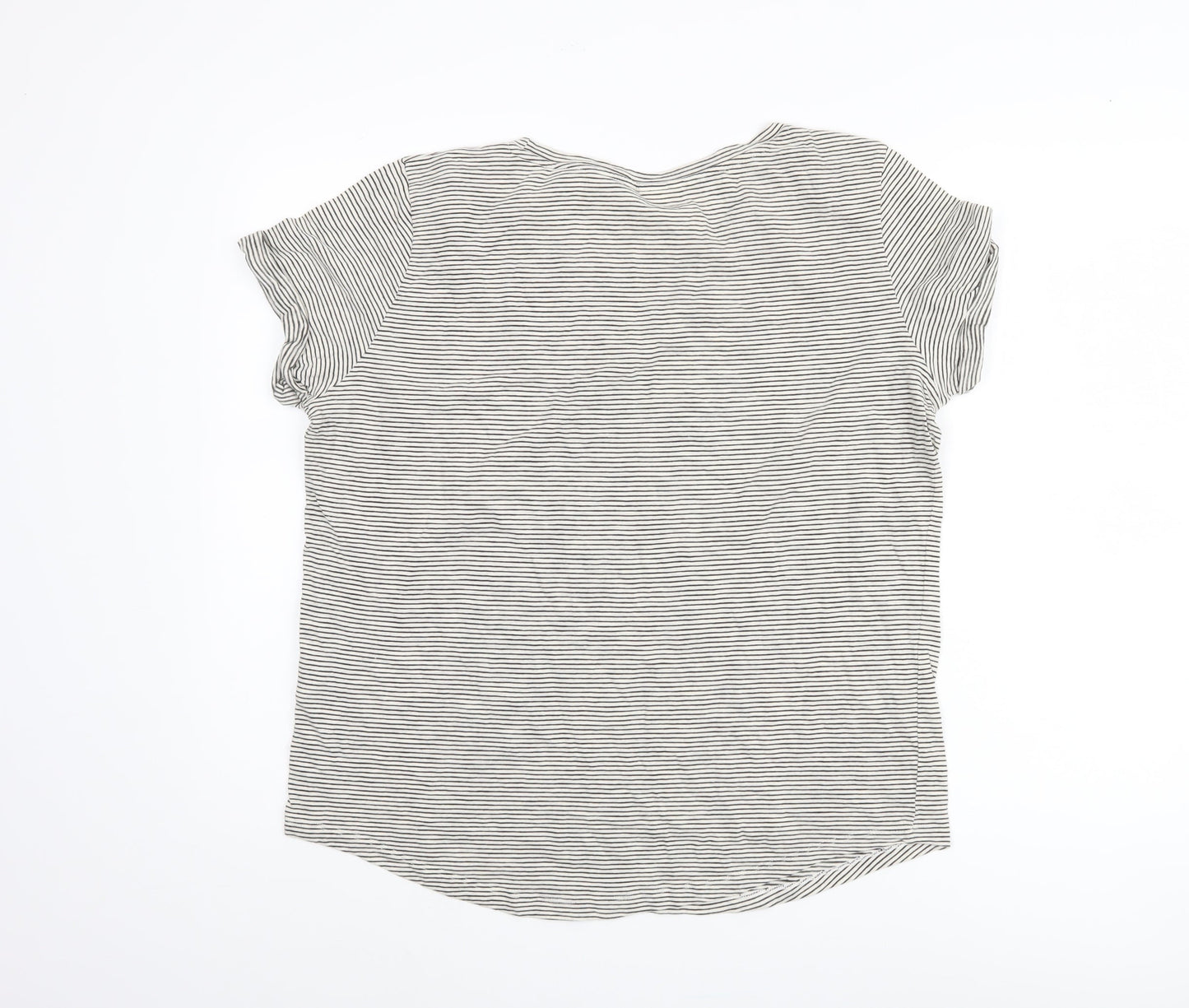 H&M Women's Black Striped Basic T-Shirt Size 12