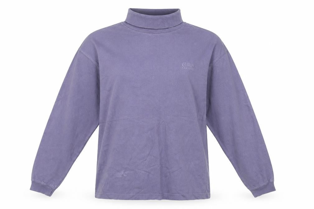 Cotton Womens Traders Grey High Neck Long Sleeve Top, L