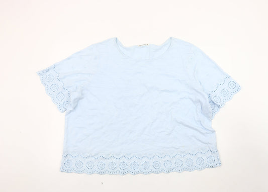 WoolOvers Women's Blue XL Flutter Sleeve T-Shirt