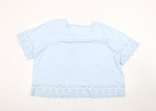 WoolOvers Women's Blue XL Flutter Sleeve T-Shirt