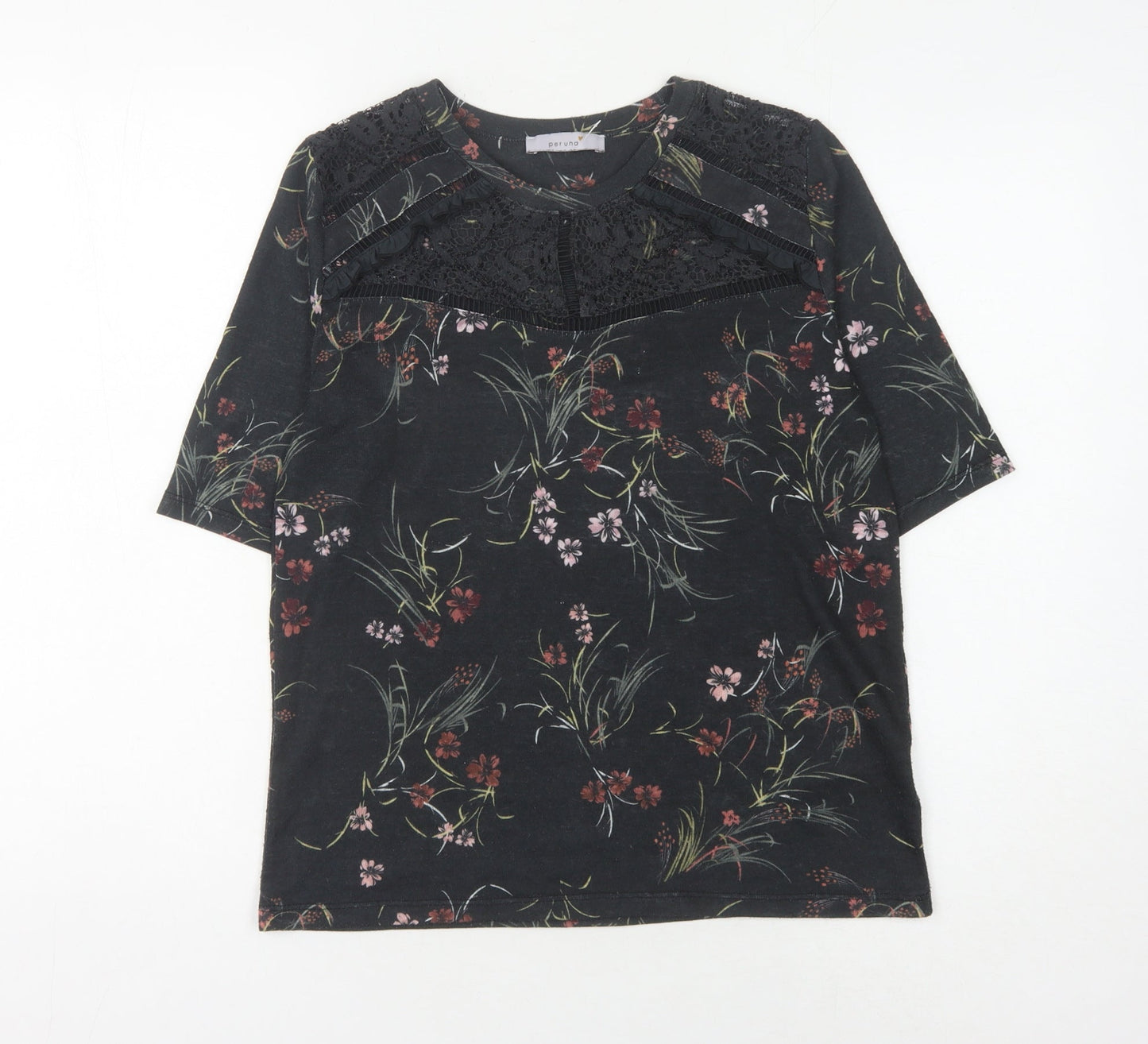 Marks and Spencer Women's Black Floral Lace Tunic Blouse Size 10