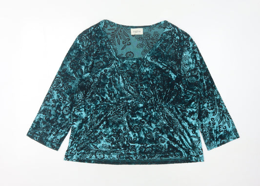 Eastex Women's Blue Floral Velvet Blouse Size 20