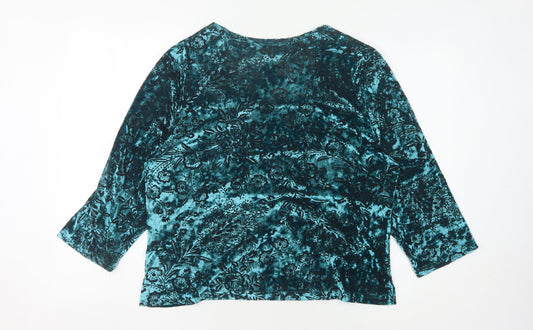 Eastex Women's Blue Floral Velvet Blouse Size 20