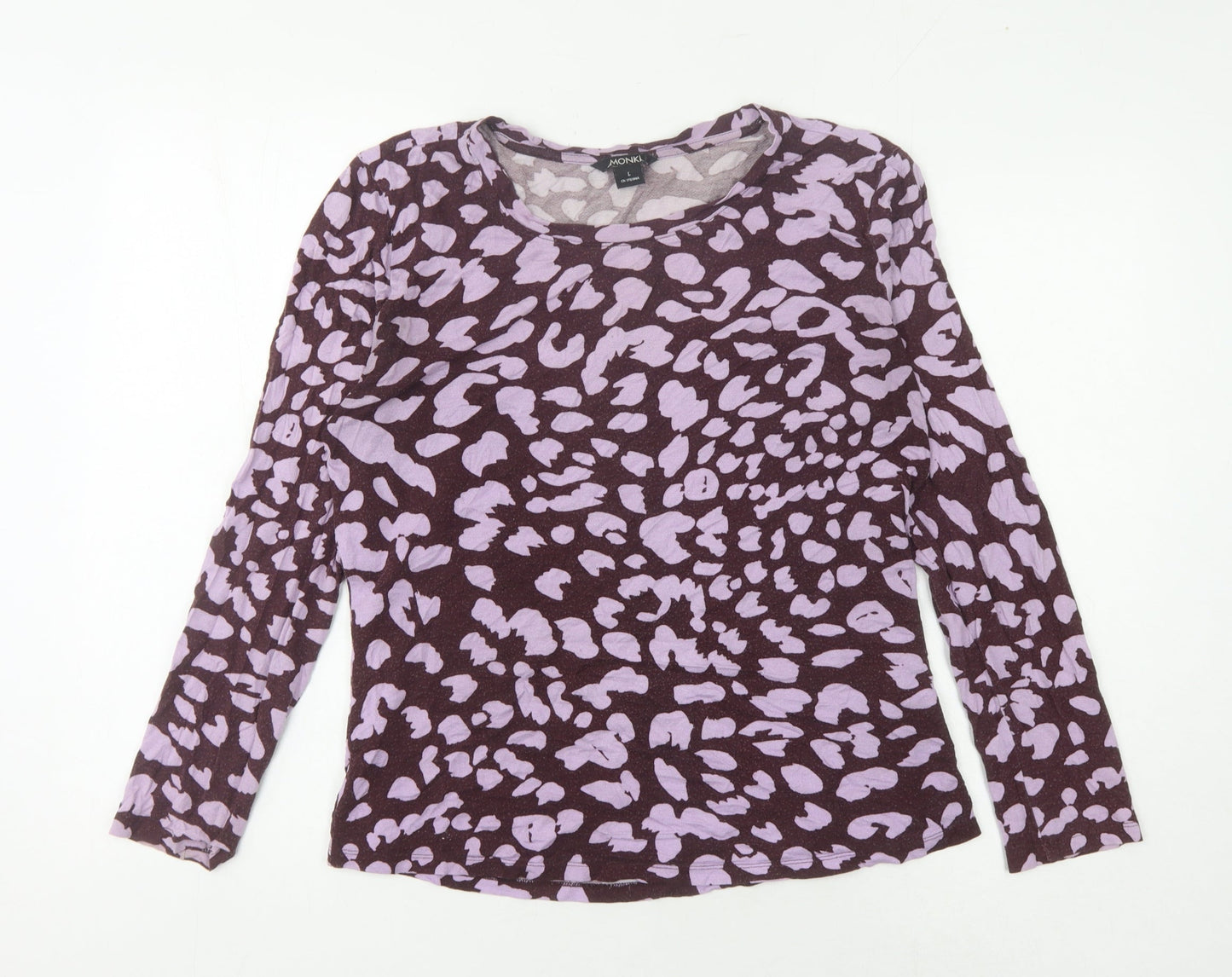 Monki Women's Purple Animal Print Long Sleeve T-Shirt