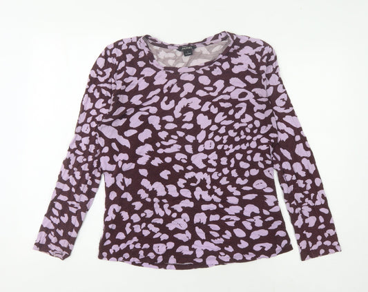 Monki Women's Purple Animal Print Long Sleeve T-Shirt