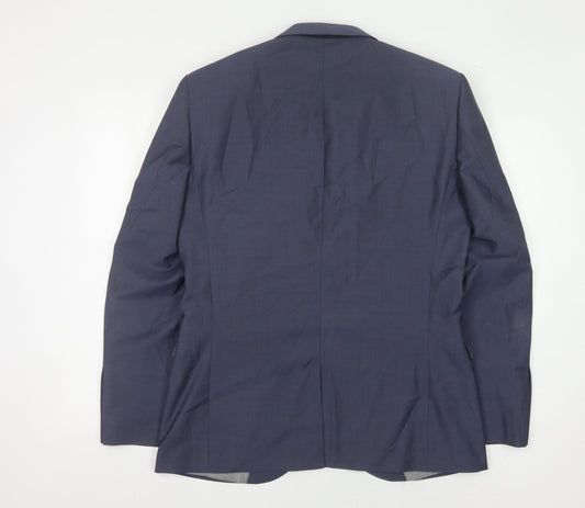 Next Men's Blue Wool Blazer, Size 40, Regular Fit