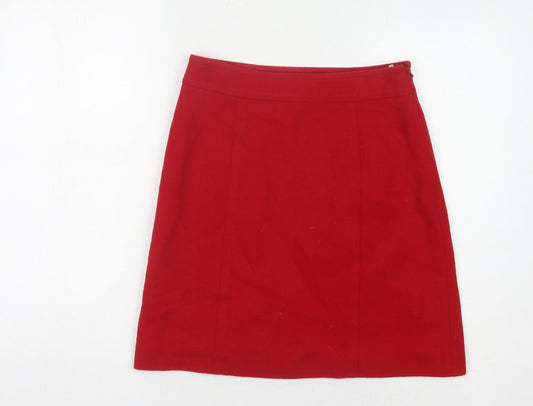 Hobbs Women's Red Wool Skirt Size 8
