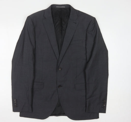 Next Men's Grey Blazer, Size 40, Wool, Formal