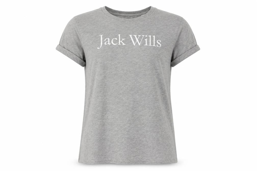 Womens UK Size 10 Jack Wills Grey Cotton Blend T-Shirt