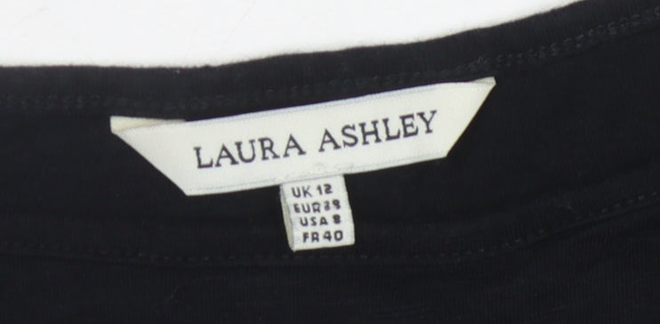 Laura Ashley Women's Black Boat Neck Blouse Size 12