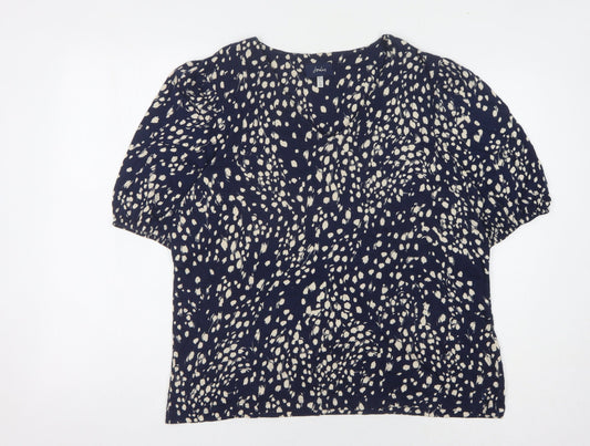 Joules Women's Blue Animal Print Puff Sleeve Top