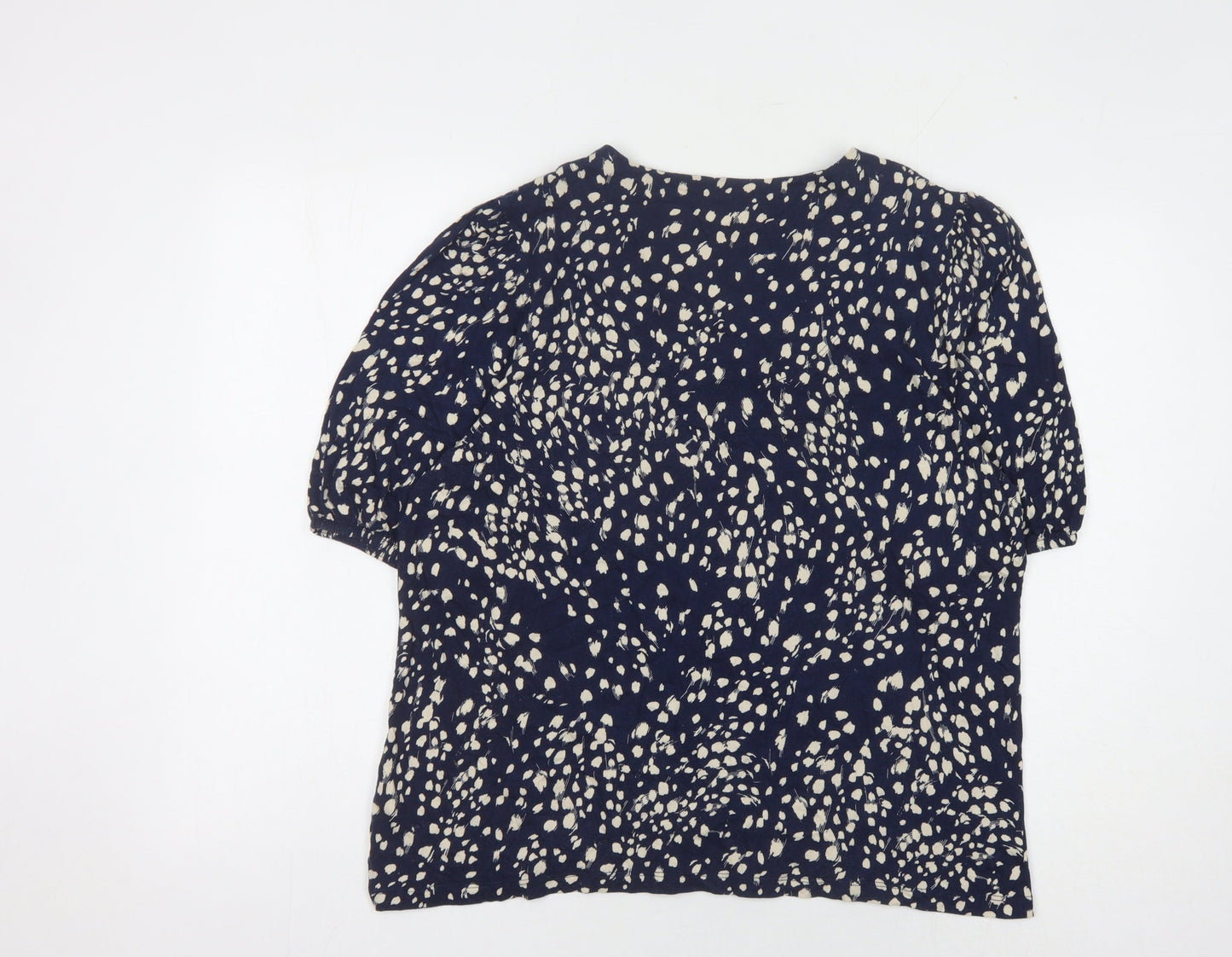Joules Women's Blue Animal Print Puff Sleeve Top