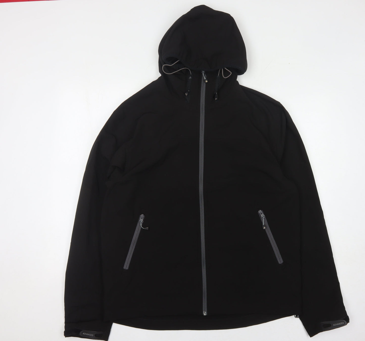 Acode Men's Black Basic Jacket L Hooded Zipped Pockets