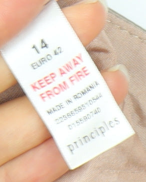 Principles Beige Women's Camisole Blouse with Bow - Size 14