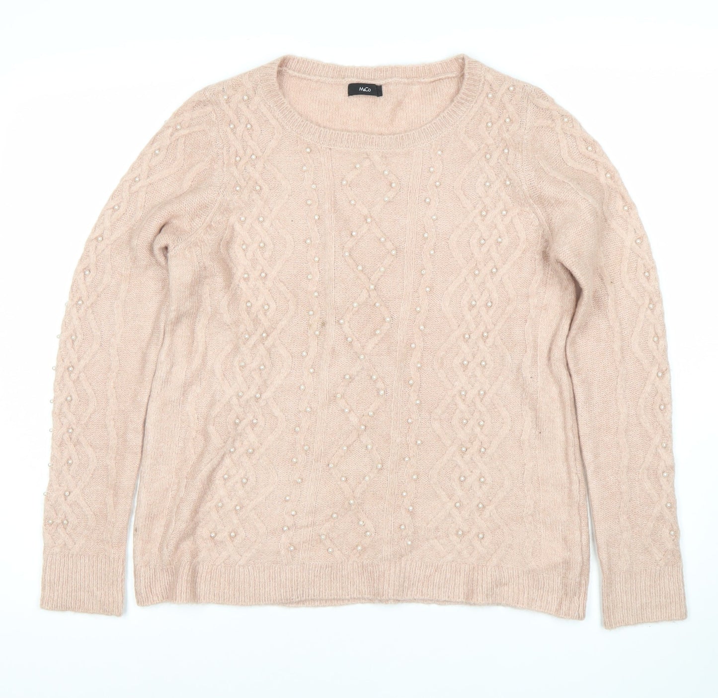 M&Co Women’s Pink Cable-Knit Pullover Jumper, Size 12
