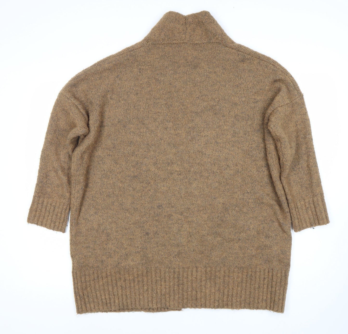 Bershka Women’s Brown Open Front Cardigan, Size S, Knit, Relaxed Fit