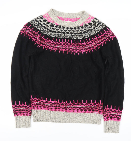 Superdry Women's Black Fair Isle Knit Jumper, Size L