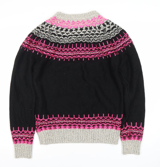 Superdry Women's Black Fair Isle Knit Jumper, Size L