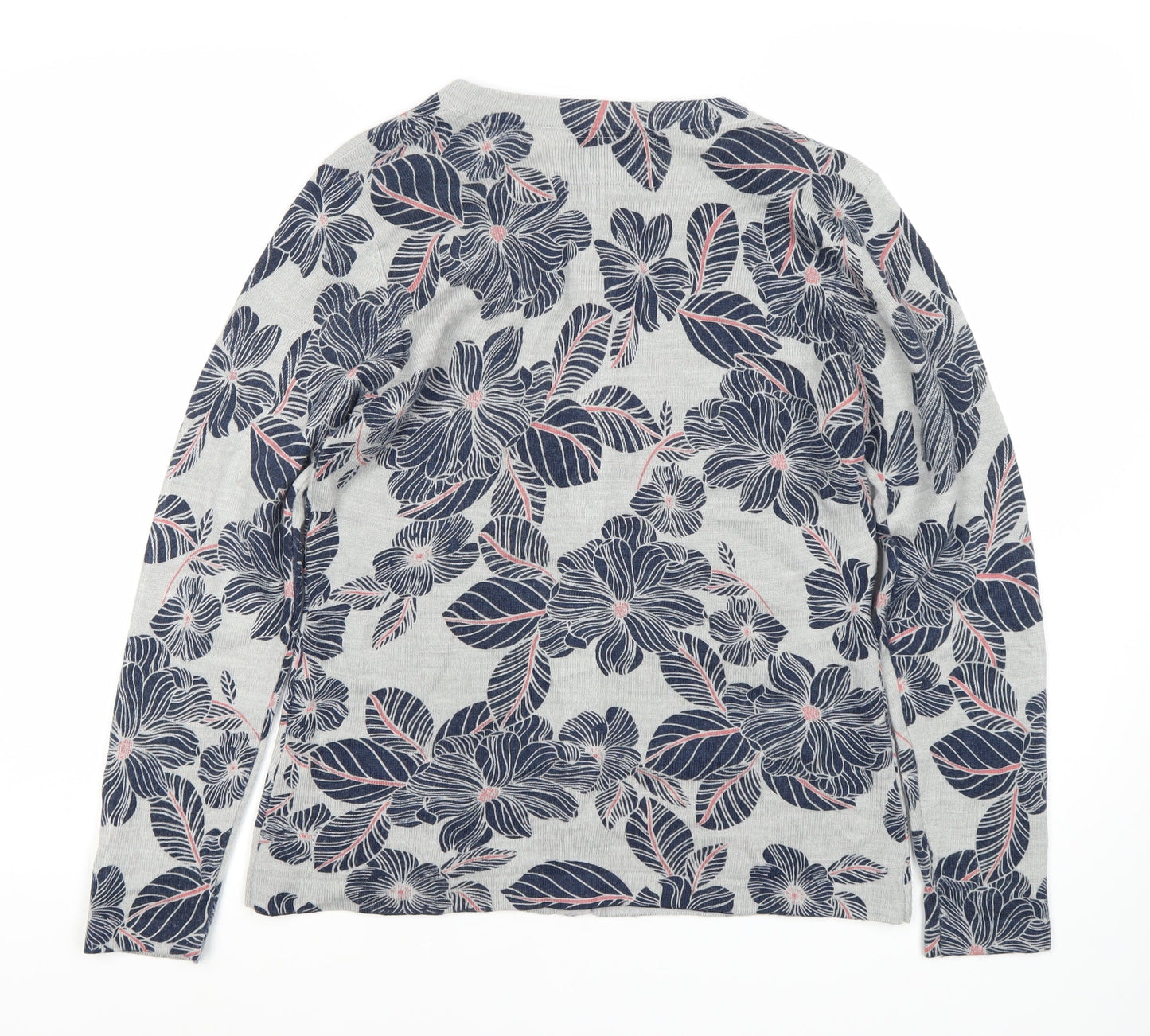 Maine New England Women's Grey Floral Cardigan, Size 14