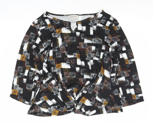 Bassini Women's Geometric Top 3/4 Sleeve Multicoloured Size 20