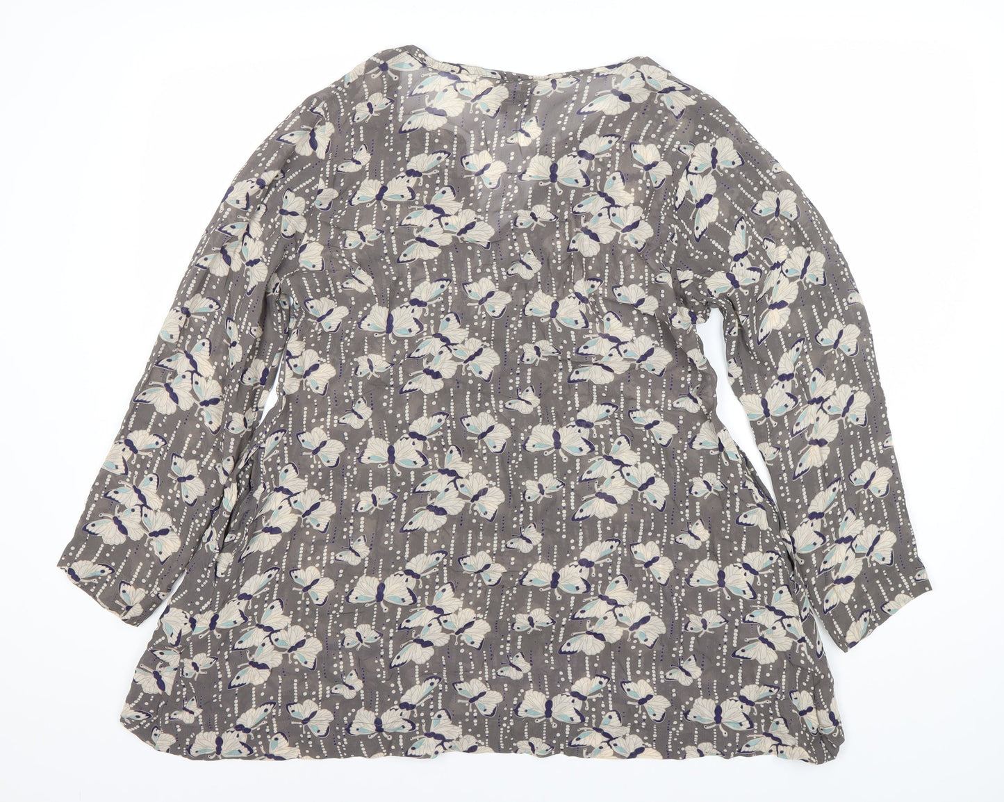 Masai Women's Grey Butterfly Blouse V-Neck S