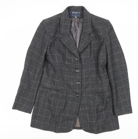 James Meade Women's Grey Check Blazer, Size 12, Formal