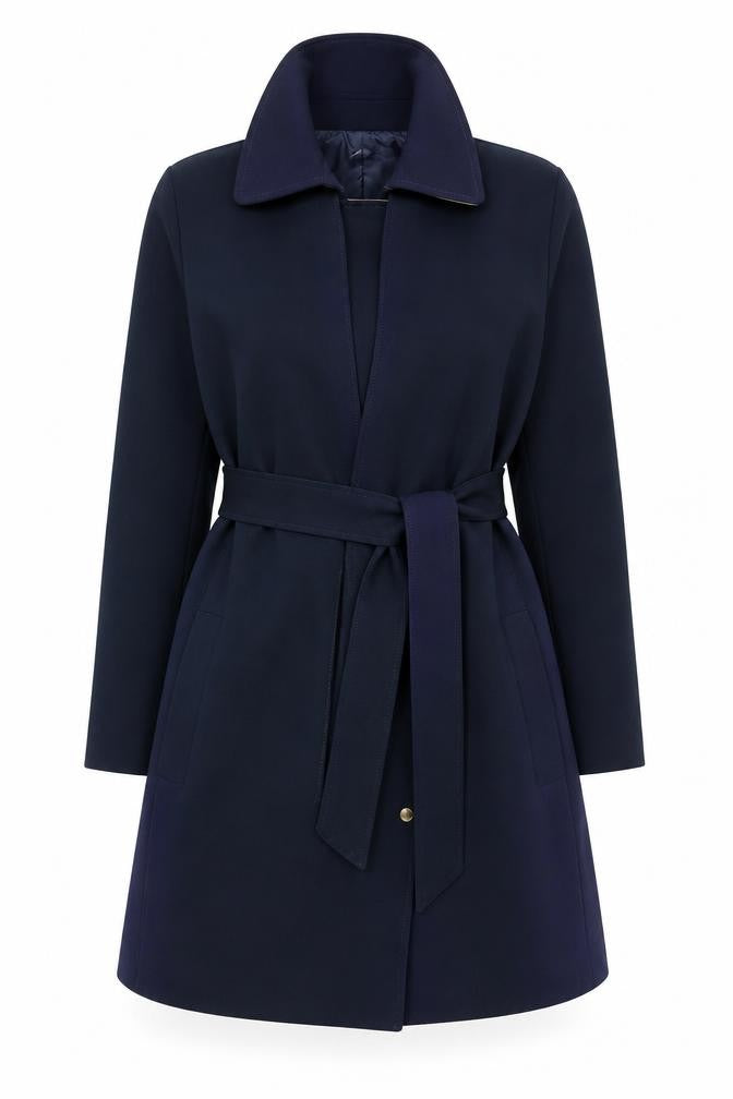 Black Stalker Women's Blue Belted Coat One Size