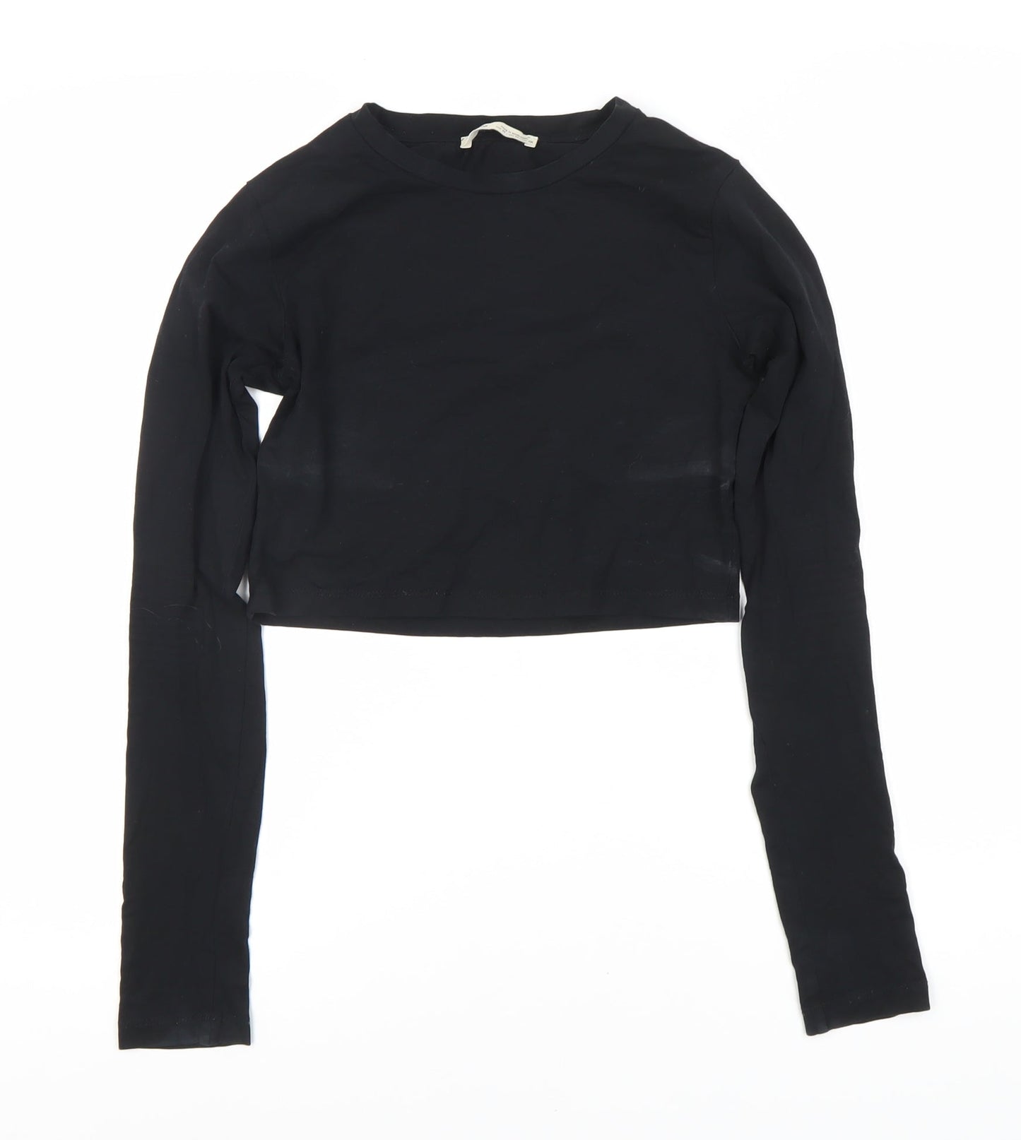 Urban Outfitters Women's Black Cropped Long Sleeve Top