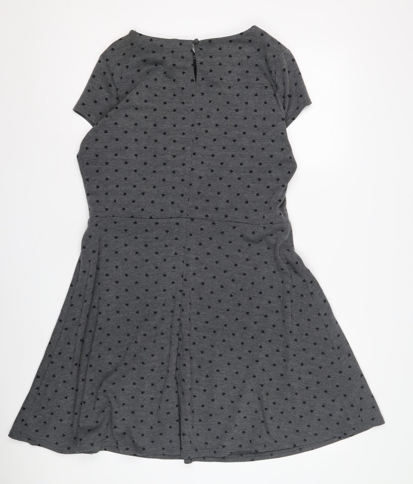 Women's Grey A-Line Short Sleeve Collared Dress
