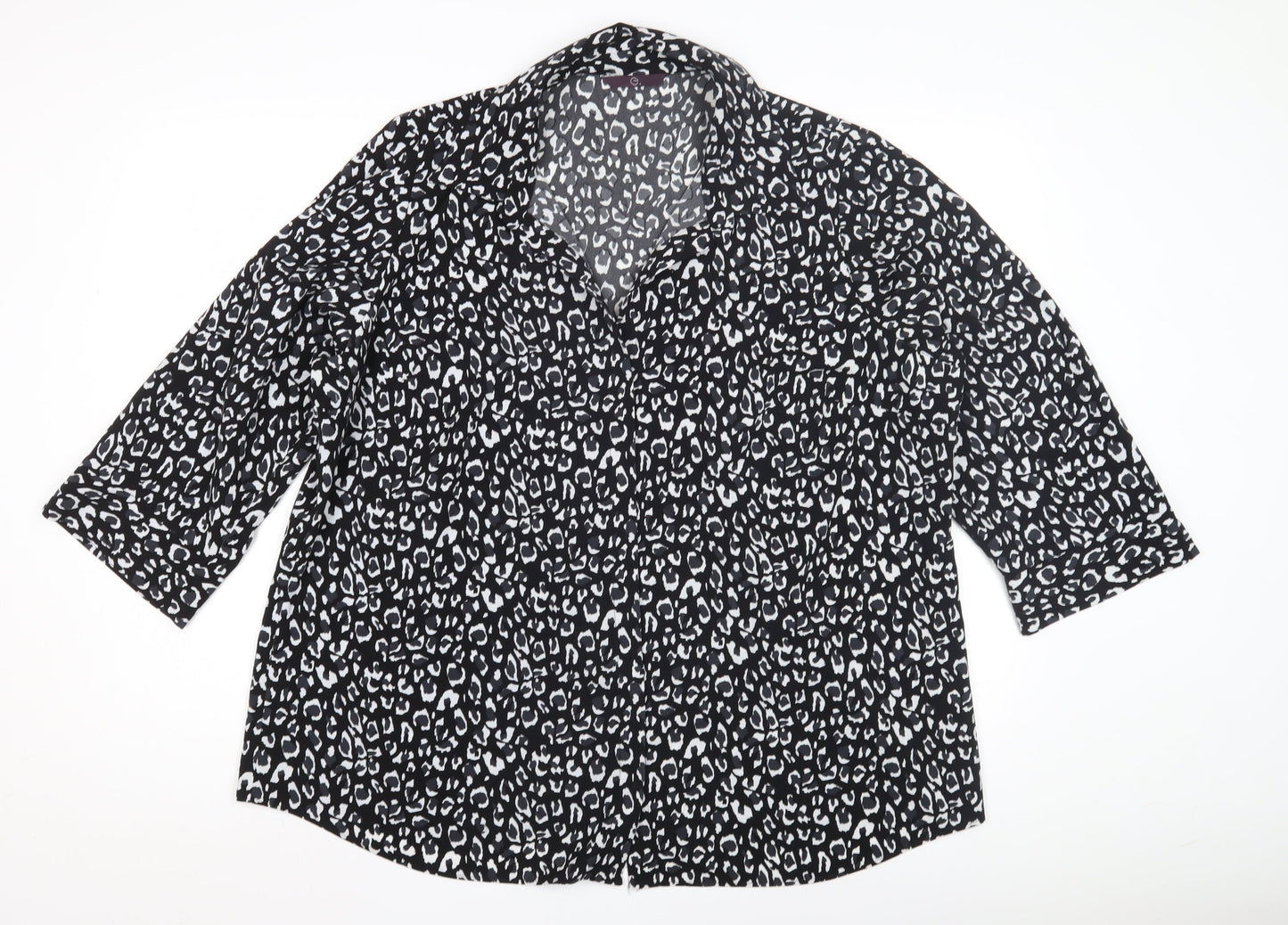 E Women's Leopard Print Blouse, Size 22, V-Neck, Casual
