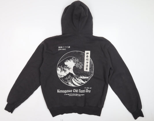 Pull&Bear Art Print Men's Black Hoodie S