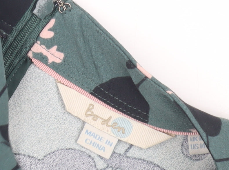 Boden Women's Green Floral Shift Dress Size 14